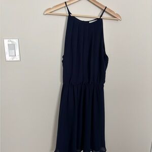 Lush Navy Blue Halter Mini Dress